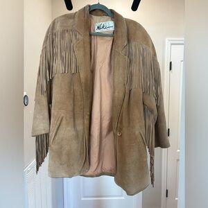 Vintage 70’s Tan Real Leather Fringe Jacket